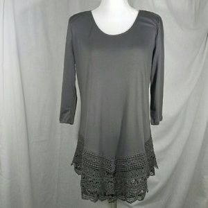 Crochet Knit Top in Charcoal
